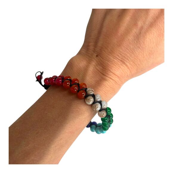 Gemborn "Aurora Energy" Rainbow Assortment Semiprecious Gems Beaded Bracelet - Picture 4 of 10